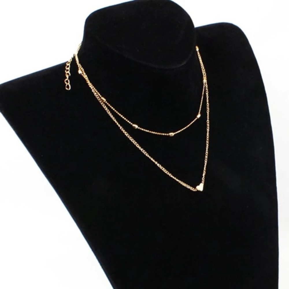 ❗️2 for $10❗️Gold Double Layer Heart Necklace - Picture 7 of 8